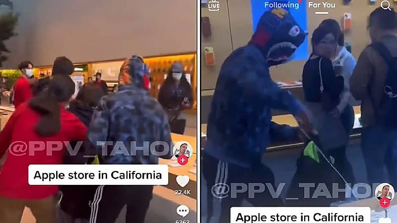 شاهد .. سطو مسلح في وضح النهار أمام الزبائن في متجر أبل