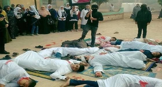 شاهد.. طلاب مدرسة مصرية يجسدون مجزرة مسجد الروضة