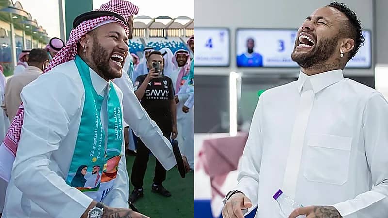 نيمار بالزي والبشت : أنا برازيلي سعودي والجمهور الرياضي يتغنى .. فيديو