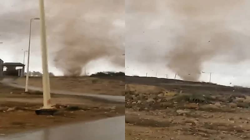 شاهد.. لحظة تشكل إعصار قمعي في جازان