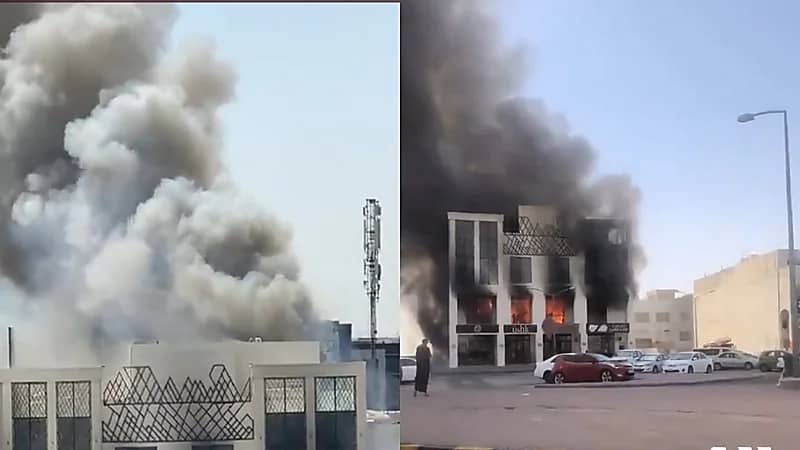 شاهد.. حريق هائل يلتهم مجمع تجاري في الكويت