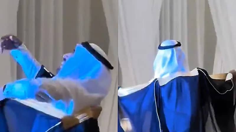 عريس يرقص فرحًا بعد رؤية عروسه بفستان الزفاف .. فيديو
