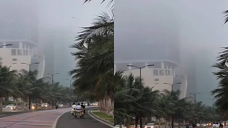 بالفيديو.. انتشار ضباب كثيف بالواجهة البحرية في جدة