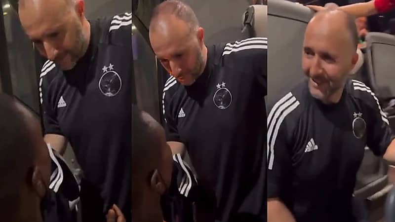 ليس للسحر.. مدرب الجزائر يهدي قميصه لمشجع كاميروني