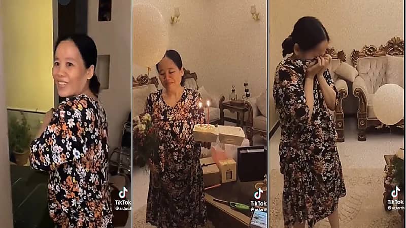 شاهد .. عائلة سعودية تفاجئ عاملتهم المنزلية في يوم ميلاديها