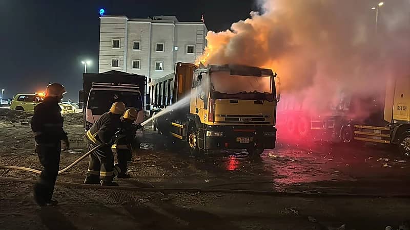 اندلاع حريق في شاحنة بالدمام