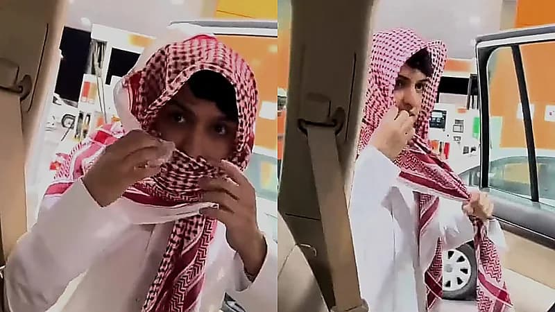 كويتي يتلثم بالشماغ ليتناول الطعام في ماكدونالدز .. فيديو