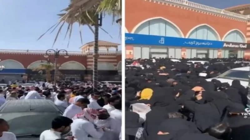 بالفيديو.. تكدس وتزاحم أمام محل تسوق في الرياض