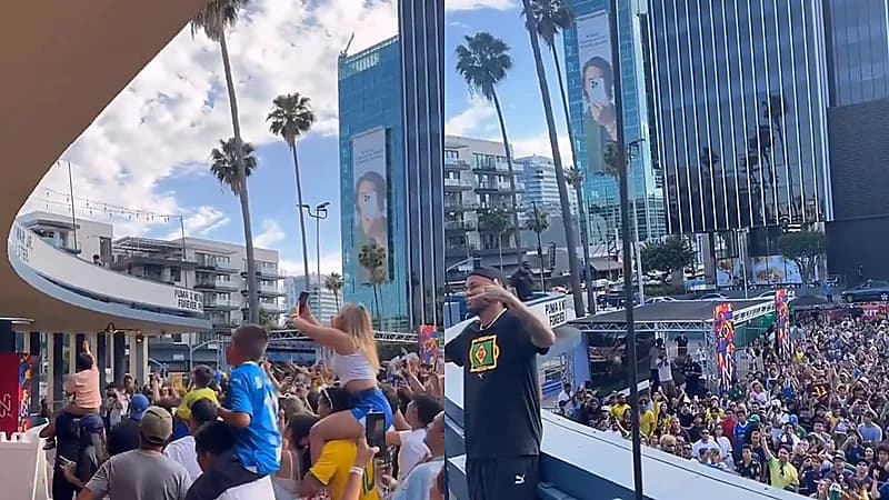 نيمار يخطف الأضواء في لوس أنجلوس بشعبية طاغية بتيشرت الهلال .. فيديو