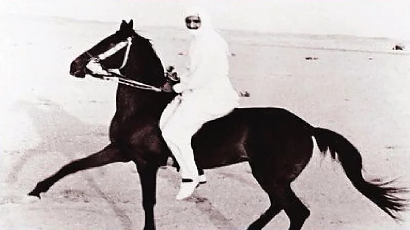 صورة نادرة للملك سلمان وهو يمارس هواية الفروسية