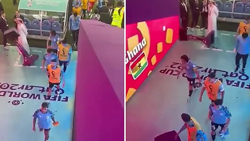 شاهد .. لاعب منتخب الأوروغواي يُسقط كاميرا الفار بعد مغادرتهم المونديال