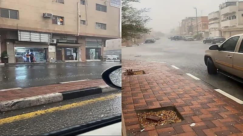تساقط حبات البرد على الدمام .. فيديو