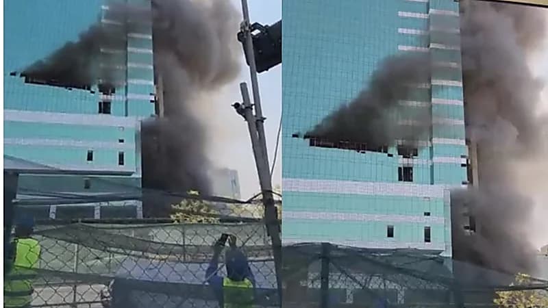 حريق هائل في مشروع إنشاء مستشفى خاص كبير في الرياض .. فيديو