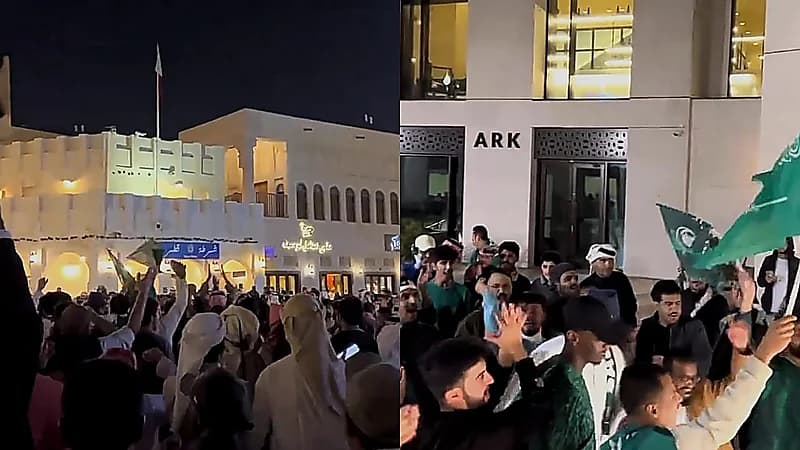 جماهير الأخضر يشعلون الدوحة بهتافاتهم .. فيديو