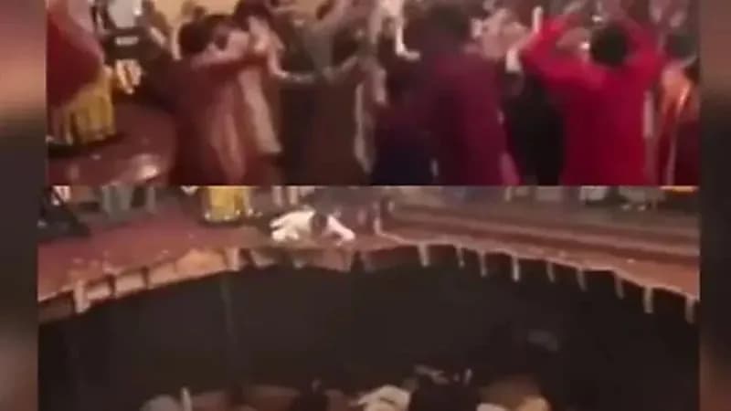 سقوط أشخاص خلال رقصهم في حفل زفاف نتيجة حدوث انهيار أرضي