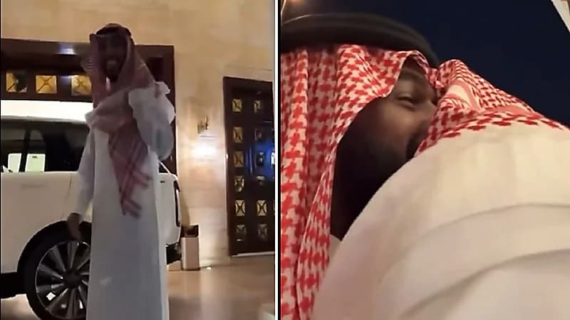 نواف العابد يمازح سالم الدوسري في حفل زفاف .. فيديو