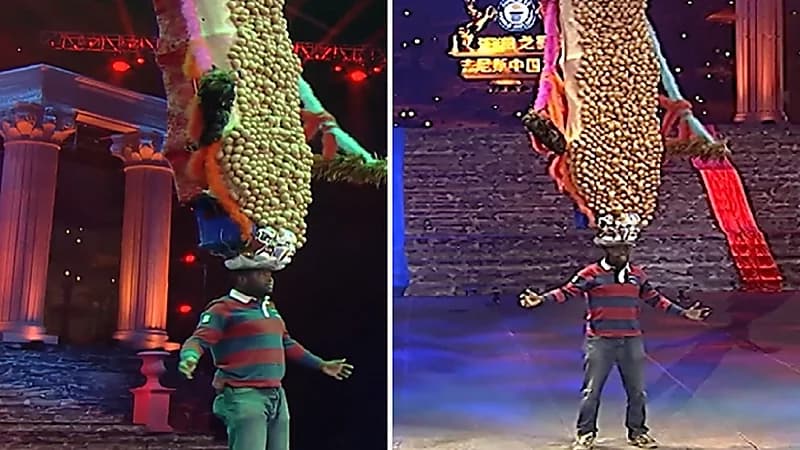 شاهد .. شاب يضرب الأرقام القياسية بحمل 735 بيضة على رأسه