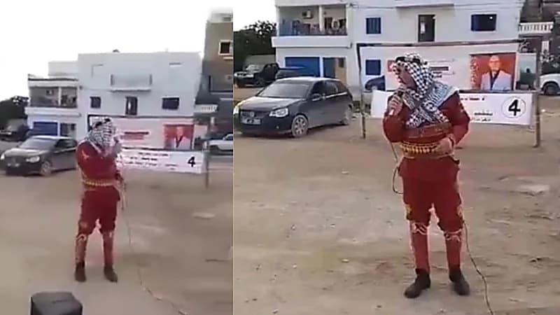 بالفيديو.. مترشح للانتخابات بتونس يثير الجدل بحصان وملابس فارس