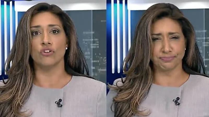 بالفيديو.. مذيعة تبتلع ذبابة على الهواء
