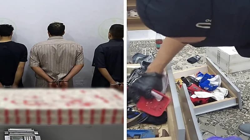 ‏مداهمة حية لوكرين لترويج المخدرات بالرياض‬⁩ ومحاولة هروب أحد الجناة ..فيديو