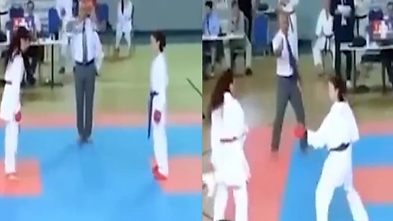 فتاة تلكم غريمتها أمام الجمهور ولا عزاء للروح الرياضية..فيديو