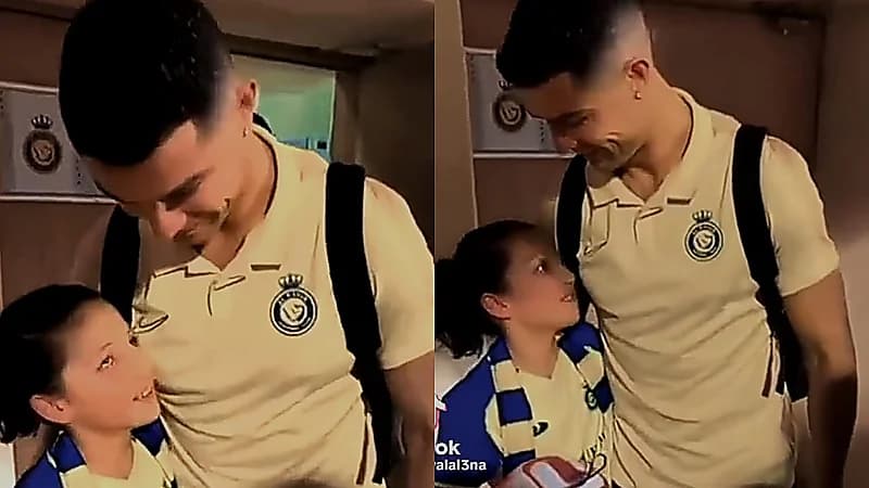 رونالدو يلتقط صورا مع مشجعة نصراوية كفيفة  ..  فيديو