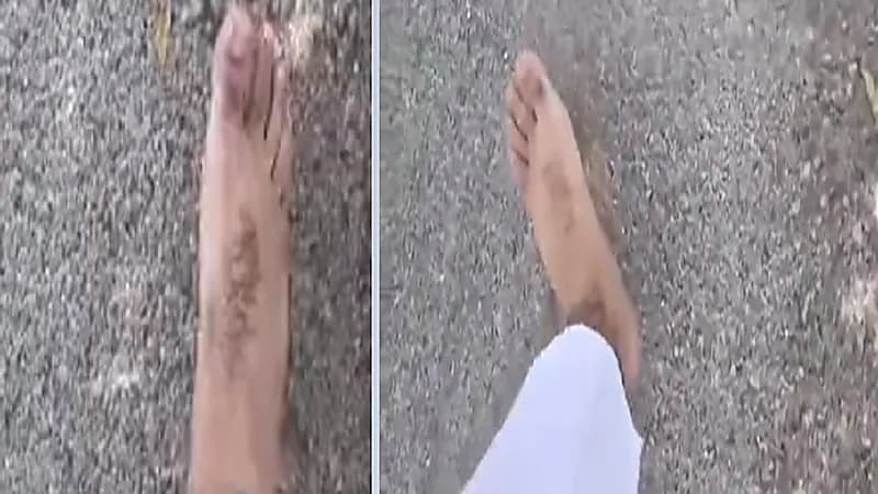 موقف طريف لشاب حافي القدمين في درجة حرارة 43 بعد سرقة نعاله .. فيديو