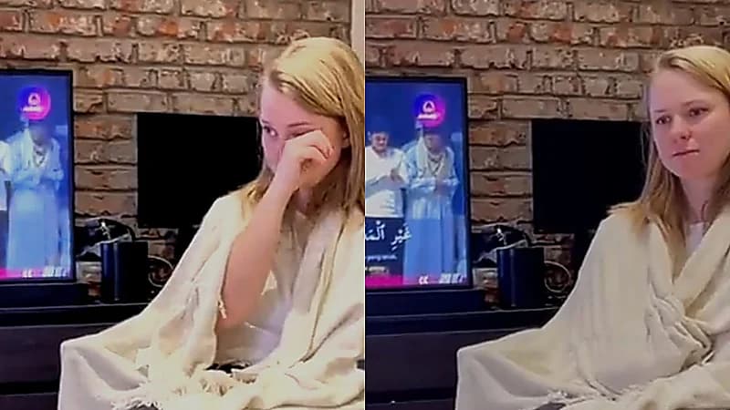 ردة فعل فتاة أجنبية تستمع للقرآن لأول مرة .. فيديو