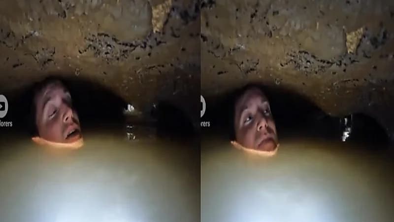مغامر يصاب بنوبة ذعر داخل كهف مغمور بالمياه.. فيديو