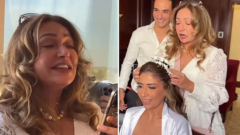ليلى علوي تبكي في حفل زفاف ابنة شقيقها