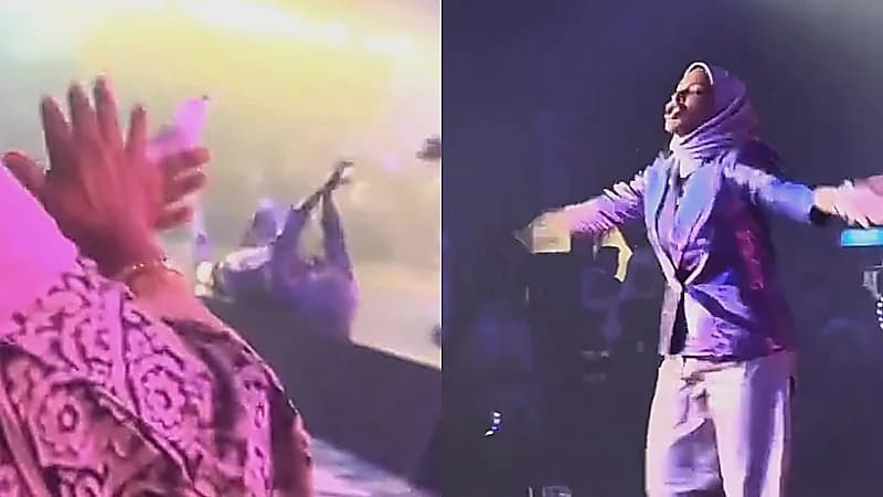 لحظة سقوط آلاء الهندي من على المسرح  ..  فيديو