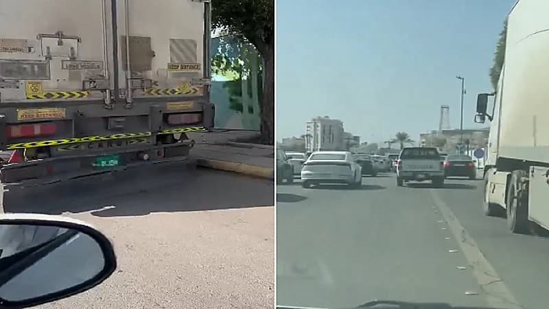 رصد شاحنة أجنبية تعرقل الطريق قرب مسجد قباء .. فيديو