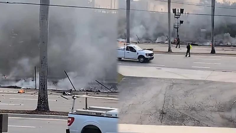 تحطم طائرة سقطت على طريق سريع في فلوريدا.. فيديو