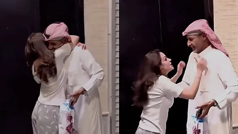 مشهد عاطفي يجمع رهف القحطاني بوالدها   ..  فيديو