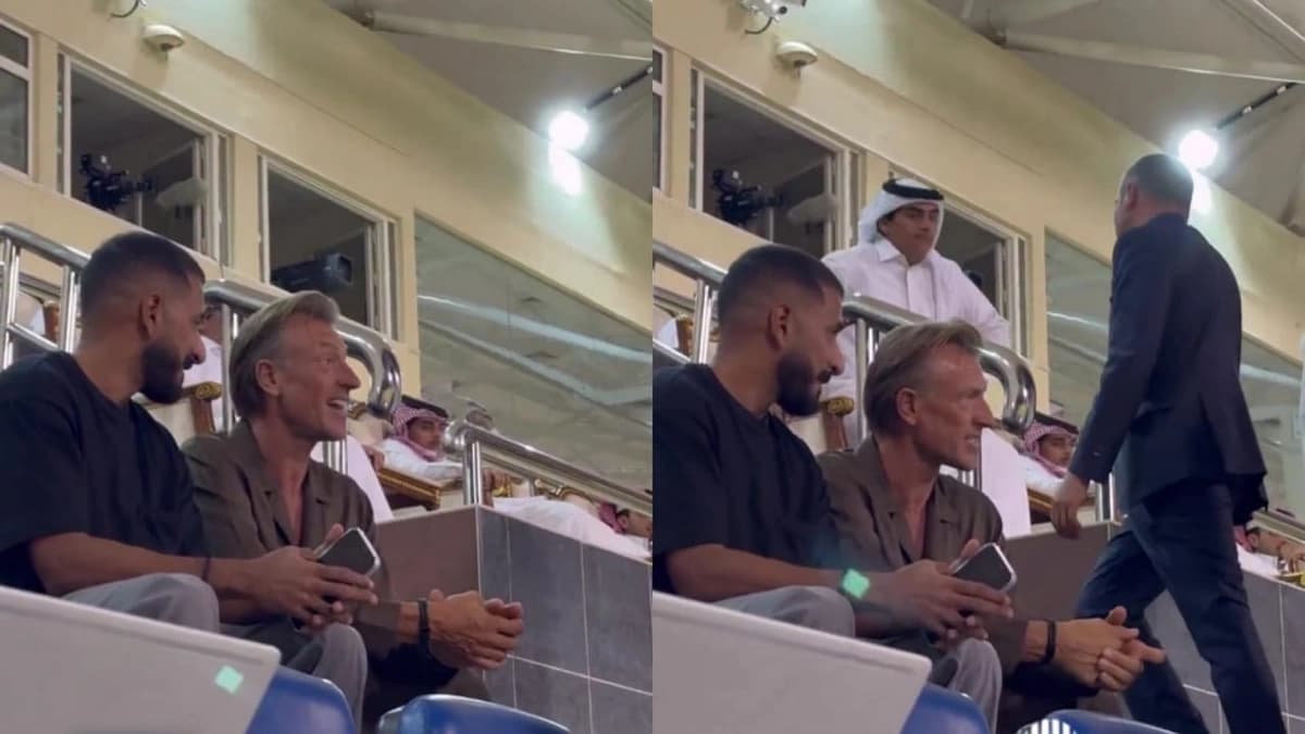 رينارد يحضر مباراة الهلال والغرافة .. فيديو