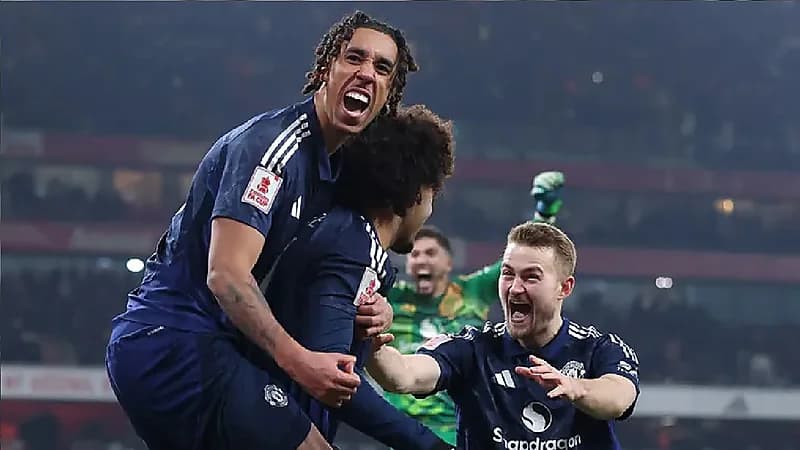 مانشستر يونايتد يهزم أرسنال ويتأهل لربع كأس الاتحاد الإنجليزي