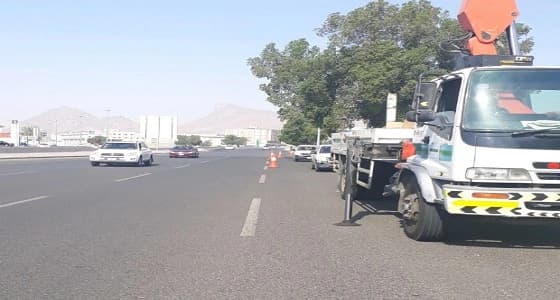 بالصور.. استكمال أعمال الصيانة الوقائية لأعمدة الإنارة في المدينة والطائف