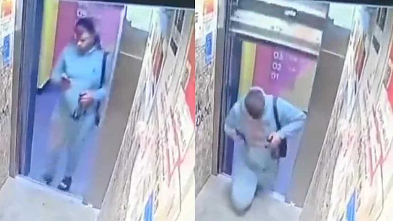 بالفيديو.. لحظة مرعبة لتعطل مصعد بشخص