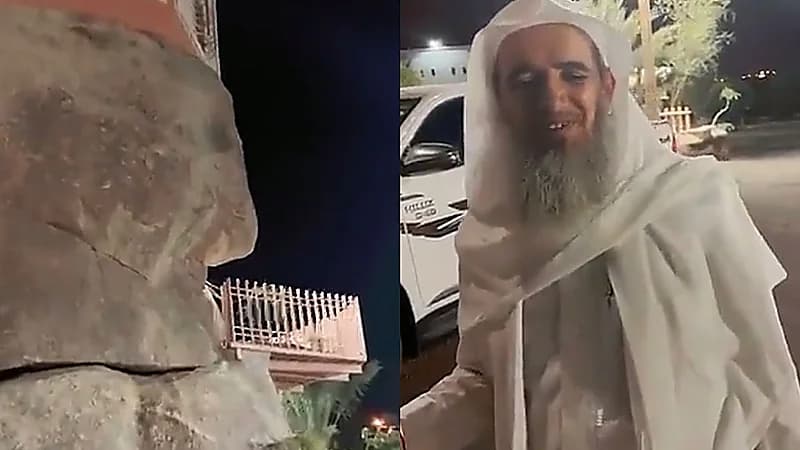 رجل يبني بيته فوق الجبال بمظهر مذهل في خميس مشيط .. فيديو