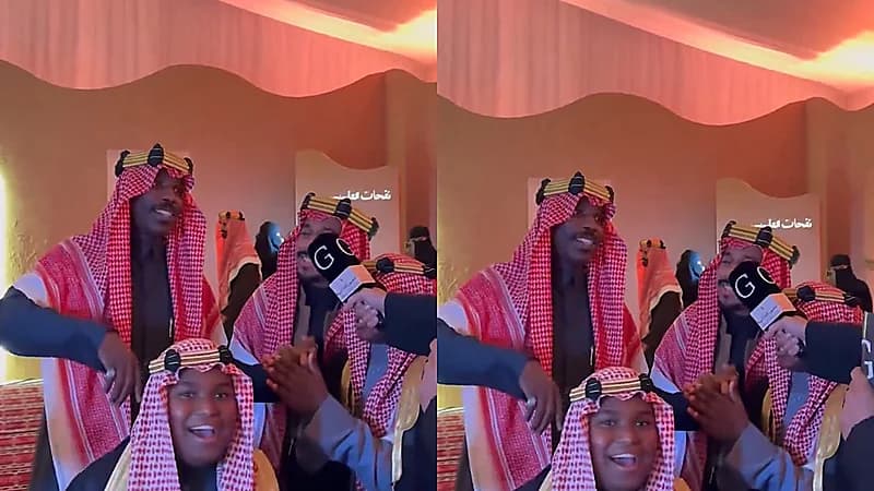 شبان يتفاعلون مع الأنغام بسعادة في احتفال دخون الإمارتية بمناسبة يوم التأسيس .. فيديو