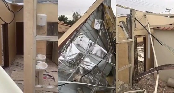 بالفيديو.. صاعقة قوية تضرب استراحة في الخرج وأسقف الغرف تتطاير