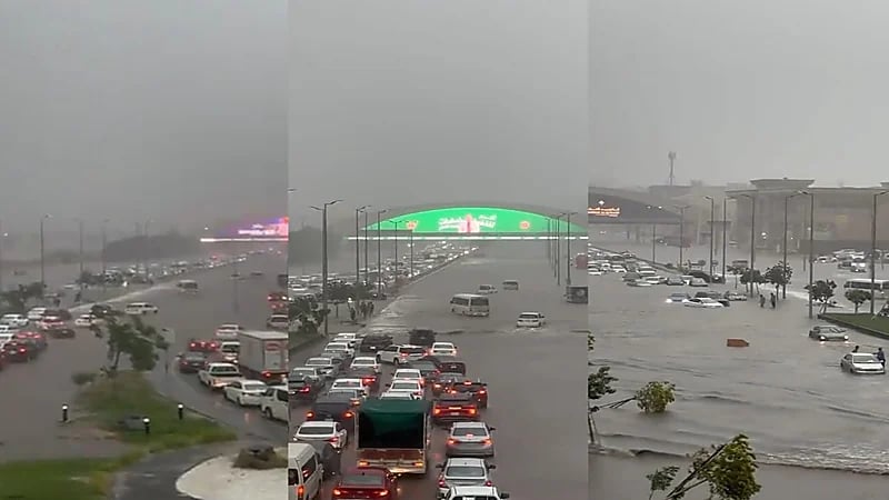 بالفيديو.. إغلاق عدد من الطرق والشوارع الرئيسية في جدة بسبب الأمطار