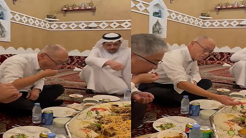 شاهد.. سفير اليابان يعلم زميله الضرب بالخمسة في تبوك