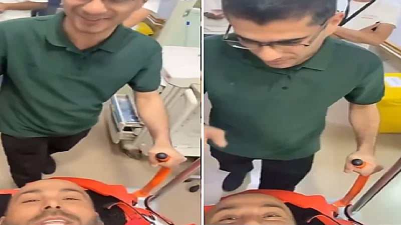 يزيد الراجحي يتراهن مع الطبيب أثناء ذهابه لتصوير الأشعة بعد الحادث.. فيديو