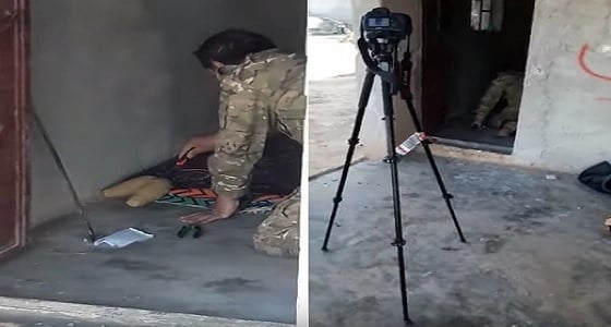 شاهد.. انفجار لغم في وجه قيادي بالجيش الحر