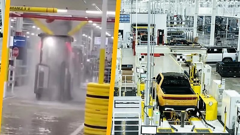 حادث تسبب في غرق مصنع سيارات ريفيان .. فيديو