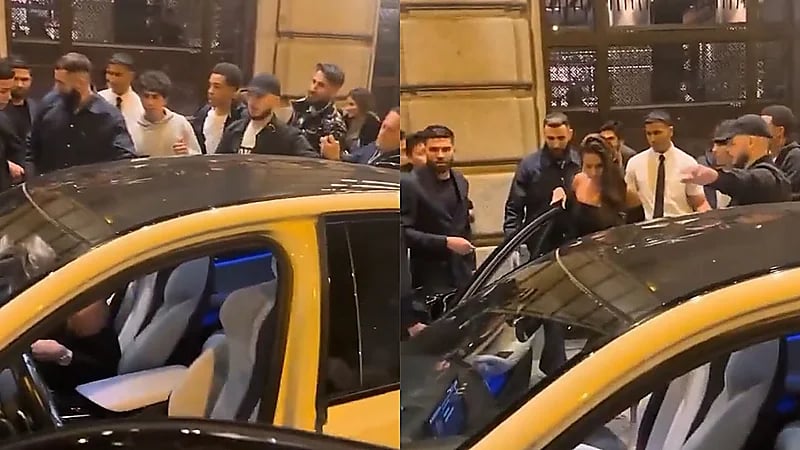 بنزيما يظهر مرة أخرى برفقة زوجته السابقة بأحد مطاعم مدريد .. فيديو