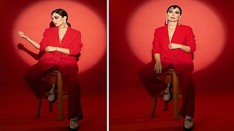 إطلالة حمراء لـ نسرين طافش في يوم الحب .. صور