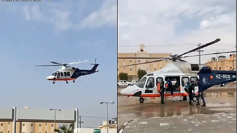 شاهد.. لحظة نقل مريض بالإسعاف الجوي إلى "سعود الطبية"