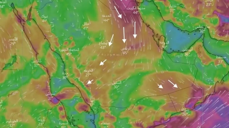 "المسند" يتوقع هبوب رياح جافة مثيرة للأتربة